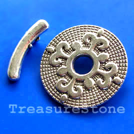 Clasp,toggle,antiqued silver-finished,31/27mm.Sold individually.
