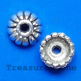 Bead cap, antiqued silver-finished, 10x4mm. Pkg of 15