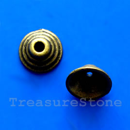 Bead cap, antiqued brass finished, 5x10mm. Pkg of 18.