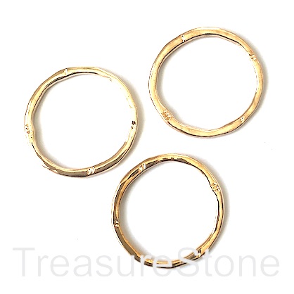 Bead, gold-finished, 32mm ring. Pkg of 3.