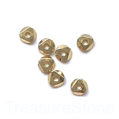 Bead, bright gold, 6mm wavy disc spacer. Pkg of 12