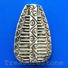 Bead, antiqued silver-finished, 23x35x4mm. Sold individually.