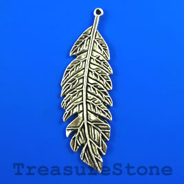 Pendant, silver-colored, 24x70mm leaf. Sold individually. - Click Image to Close