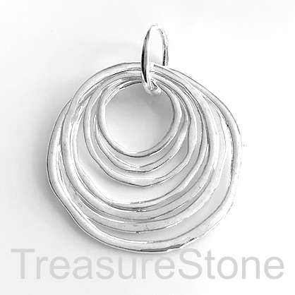Pendant, silver coloured, 57mm, 7 rings. each