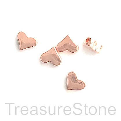 Bead, rose gold, 7mm rose gold, side-drilled heart spacer. 20