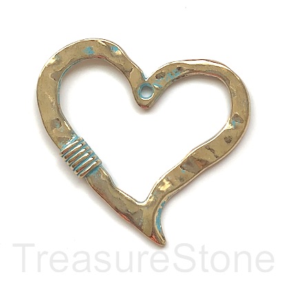 Pendant, patina, gold-plated, 57x62mm heart. each
