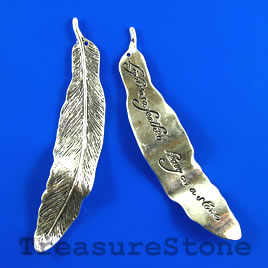 Pendant, silver-colored, 80mm feather. Sold individually.