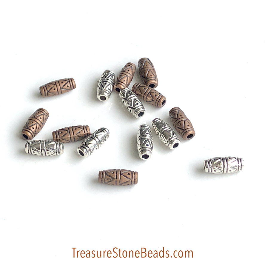 Bead, antiqued copper Finished, 5x11mm long oval. Pkg of 12 - Click Image to Close