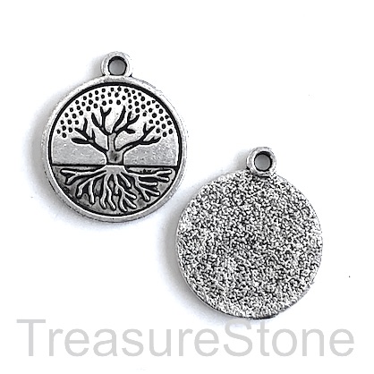 Charm, antiqued silver-finished, 20mm Tree of Life. Pkg of 6.