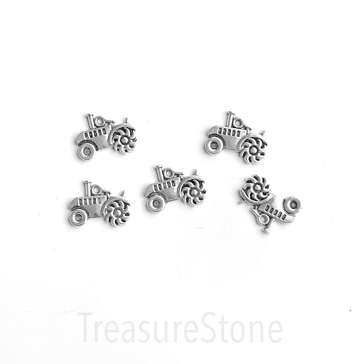 Charm, pendant, antique silver-finished, 15x20mm tractor. 8pcs