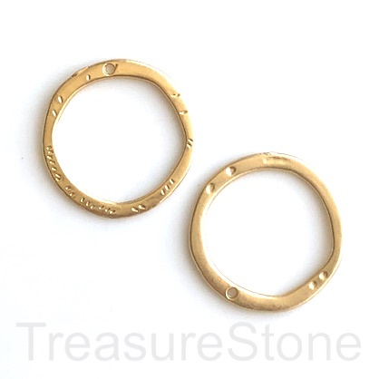 Charm/pendant, gold matte, 23mm hammered circle. pack of 3