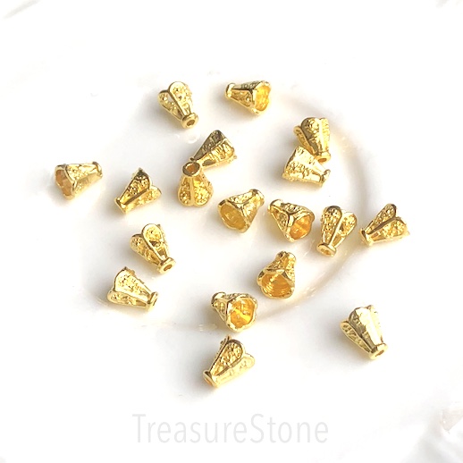 Cone, bright gold-finished, 5.5x12mm. Pkg of 20