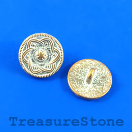 Bead, copper-white, 15mm button. Pkg of 3