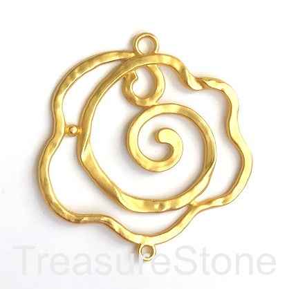 Pendant, link, bright gold matte finished, 68mm rose flower. ea - Click Image to Close
