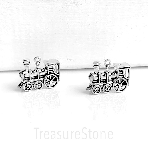Charm, pendant, antique silver-finished, 20x26mm train. each