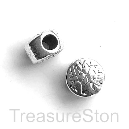 Bead, silver finished, 8x12mm Tree of Life, large hole, 4mm. 5.
