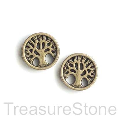 Bead, antiqued brass finished, 18mm Tree of Life spacer. 6pcs.