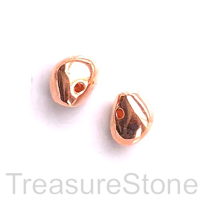 Bead, rose gold finished, 9x11mm nugget. Pkg of 5