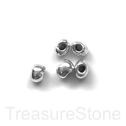Bead, silver finished, 8x5mm rnugget. 9pcs