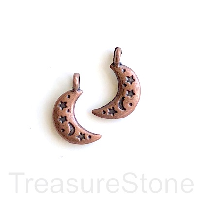 Charm/pendant, copper, 10x15mm moon. pack of 9