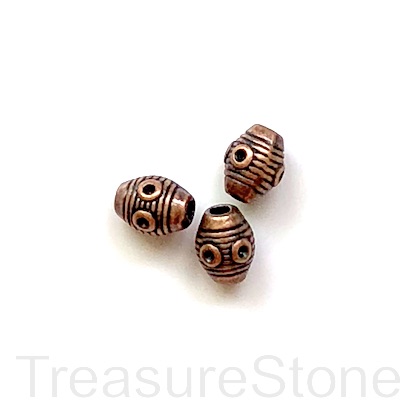 Bead, antiqued copper finished, 6x8mm oval spacer. Pkg of 10.