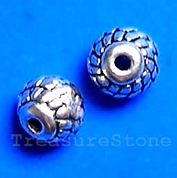 Bead, antiqued silver-finished, 7x5mm. Pkg of 18.