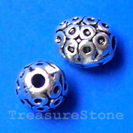 Bead, antiqued silver-finished, 7x9mm. Pkg of 20.
