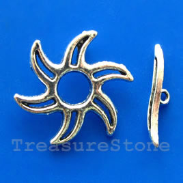 Clasp, toggle, antiqued silver-finished, 22/20mm sun. 4 pairs