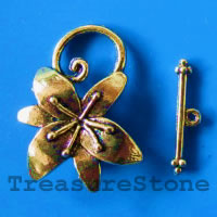 Clasp,toggle,antiqued gold-finished, 21x30mm. Pkg of 4 pairs.