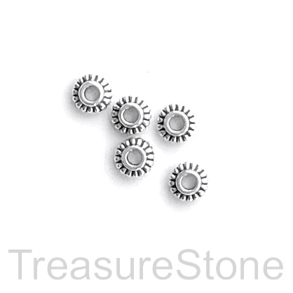 Bead, antiqued silver-finished, 6x3mm saucer spacer. Pkg of 20.