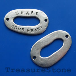 Bead, Share Your dream, pewter, 22x35mm. Pkg of 3.