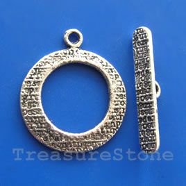 Clasp, toggle, antiqued silver-finished, 25/32mm. Pkg of 5.