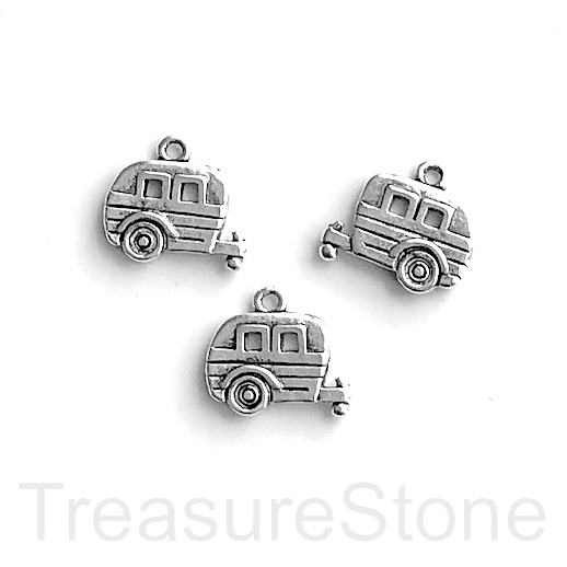 Charm/pendant, silver-finished, 14x19mm trailer. Pkg of 3.