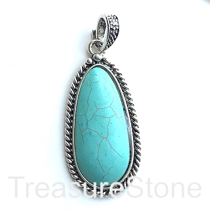 Pendant, dyed turquoise. 30x55mm drop. Each.