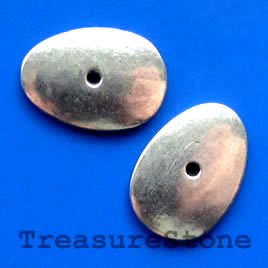 Bead, silver-finished, 17x25mm. Pkg of 3.