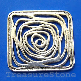 Pendant/charm, silver-finished, 28x30mm. Pkg of 2