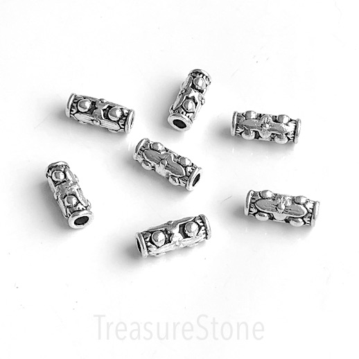 Bead,antiqued silver finished,7x16mm tube spacer, hole:2.5mm.8pc