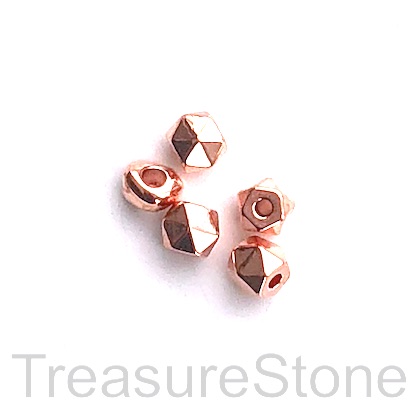 Bead, rose gold finished, 5mm faceted nugget spacer. Pkg of 15