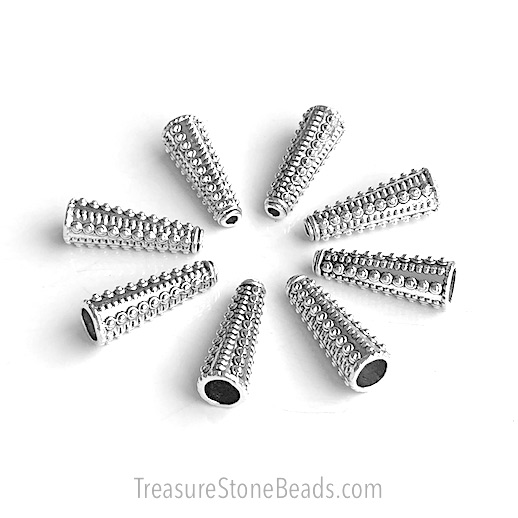 Cone, bead, antiqued silver-finished, 11x30mm. Pkg of 2.