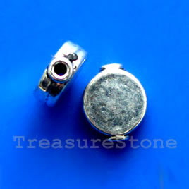 Bead, antiqued silver-finished, 9x11mm. Pkg of 12