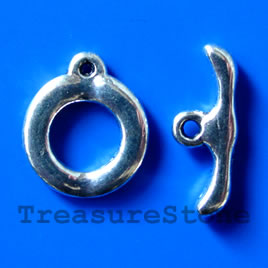 Clasp, toggle, antiqued silver-finished, 18/22mm. Pkg of 4.