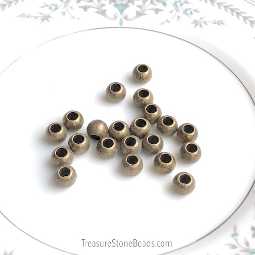 Bead, brass- finished, large hole:3mm, 8x7mm rondelle spacer. 8