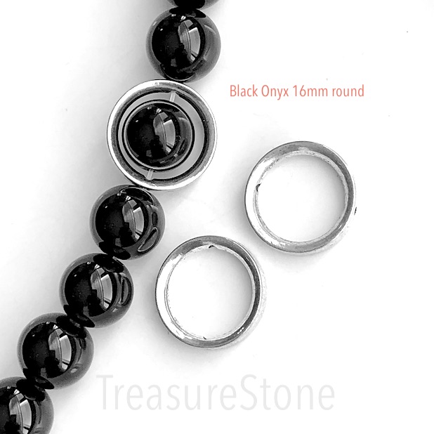 Bead frame, antiqued silver-finished, 24mm ring/circle. 3pcs
