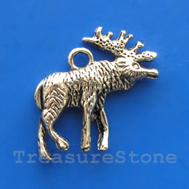 Pendant/charm, silver-finished,22x24mm moose. Pkg of 4.