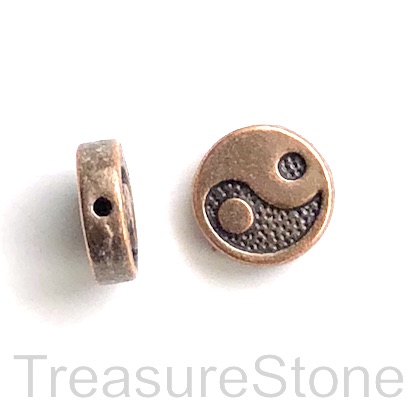 Bead, antiqued copper finished, 13x4mm yin yang spacer. 6.