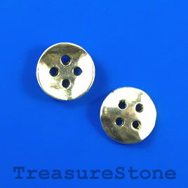 Bead, silver-colored, 14mm button. Pkg of 10.