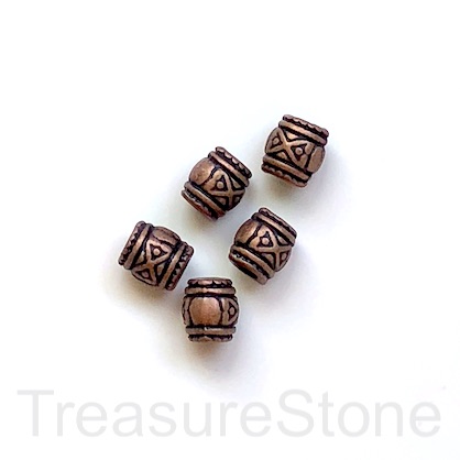 Bead, copper finished, 7mm tube, large hole:3mm. Pkg of 10
