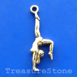 Pendant/charm, silver-finished, 11x27mm athlete. pkg of 8.