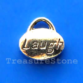 Pendant/charm, silver-finished, 11mm "Laugh". Pkg of 12 - Click Image to Close