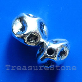 Bead, antiqued silver-finished, 9x10x7mm. Pkg of 10. - Click Image to Close